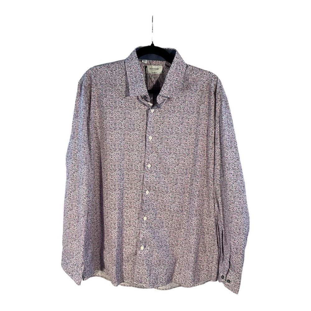 Duchamp Men’s Purple Floral Long Sleeve Button Up Dress Shirt Size XL